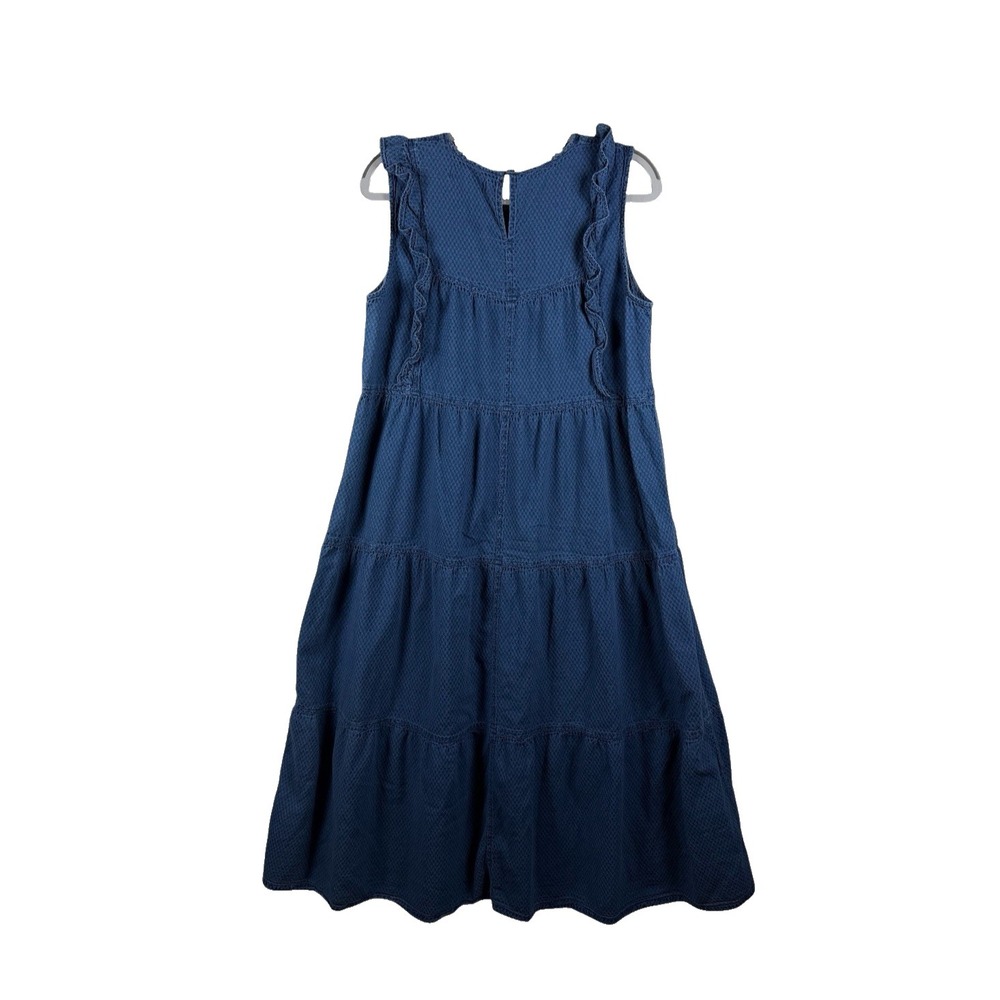 Madewell Women's Indigo Ruffled-Bodice Tiered Midi Dress Sz M Cottage-Core - Picture 6 of 9